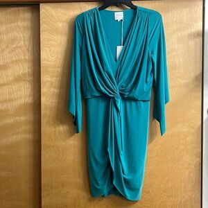 NWT Misa Los Angeles Green Blue Dress Knot Front XS